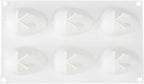 Pastry Tek 6 Cavities Chocolate Bunny Mold, 1 Oven-Ready Easter Candy Mold - Flexible, Freezable, White Silicone Bunny Pan, Easy Release, For Baking - Restaurantware