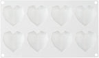 Pastry Tek 8 Cavities Diamond Heart Molds, 10 Oven-Ready Geometric Heart Molds - Flexible, Freezable, White Silicone Heart Baking Molds, Easy Release, For Baking - Restaurantware