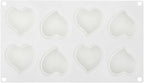 Pastry Tek 8 Cavities Heart Molds, 10 Oven-Ready Heart Pans - Flexible, Freezable, White Silicone Heart Shaped Molds, Easy Release, For Baking - Restaurantware