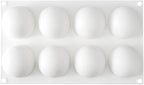 Restaurantware-Pastry Tek 8 Cavities Ball Mold, 1 Oven-Ready Chocolate Mold - Flexible, Freezable, White Silicone Baking Mold, Easy Release, For Making Candies or Chocolates