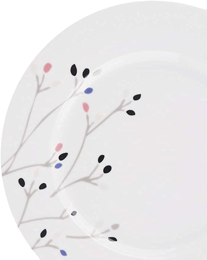 Amazon Basics Dinnerware Set, Microwave and Dishwasher Safe, Service for 6, 18-Piece Complete Kitchen, Plates, Dishes, Bowls, Branches