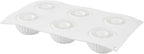 Pastry Tek 6 Cavities Donut Pan, 1 Ridge Design Donut Mold - Oven-Ready, Flexible, White Silicone Bagel Pan, Freezable, Easy Release - Restaurantware