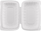 TIYA Clamshell Food Containers - White Bulk 200 Pack, 9x6 in - BPA-Free Plastic To-Go Containers - Reusable, Microwavable, Hinged, Tall Takeout Clamshells - Great for Meal Prep