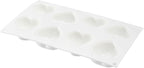 Pastry Tek 8 Cavities Heart Molds, 10 Oven-Ready Heart Pans - Flexible, Freezable, White Silicone Heart Shaped Molds, Easy Release, For Baking - Restaurantware