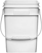 House Naturals 4 Gallon Square Food Grade Bucket Pail with Plastic Handles and Lid (Pack of 3) Made in USA containers (White)