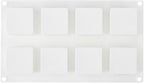 Pastry Tek 8 Cavities Square Cupcake Pans, 10 Oven-Ready Square Molds - Flexible, Freezable, White Silicone Petit Four Molds, Easy Release, For Baking - Restaurantware