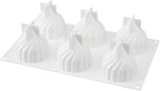 Pastry Tek 6 Cavities Spiral Silicone Mold, 1 Oven-Ready Spiral Mold - Flexible, Freezable, White Silicone Spiral Jello Mold, Easy Release, For Baking - Restaurantware