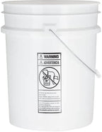 House Naturals Food Grade 5 Gallon Made in USA Plastic Bucket with Air Tight Screw on Lid (White Buckets with White Lids)