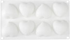 Pastry Tek 8 Cavities Heart Molds, 10 Oven-Ready Heart Pans - Flexible, Freezable, White Silicone Heart Shaped Molds, Easy Release, For Baking - Restaurantware