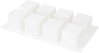 Pastry Tek 8 Cavities Square Cupcake Pan, 1 Oven-Ready Square Mold - Flexible, Freezable, White Silicone Petit Four Mold, Easy Release, For Baking - Restaurantware