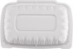 TIYA Clamshell Food Containers - White Bulk 200 Pack, 9x6 in - BPA-Free Plastic To-Go Containers - Reusable, Microwavable, Hinged, Tall Takeout Clamshells - Great for Meal Prep