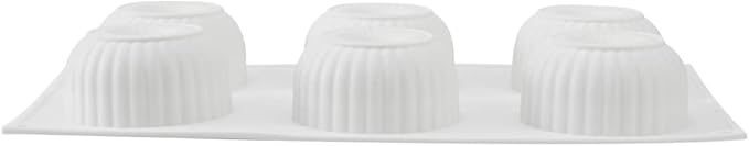 Pastry Tek 6 Cavities Donut Pans, 10 Ridge Design Donut Molds - Oven-Ready, Flexible, White Silicone Bagel Pans, Freezable, Easy Release - Restaurantware