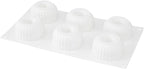 Pastry Tek 6 Cavities Donut Pan, 1 Ridge Design Donut Mold - Oven-Ready, Flexible, White Silicone Bagel Pan, Freezable, Easy Release - Restaurantware
