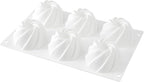Pastry Tek 6 Cavities Mini Bundt Cake Pan, 1 Oven-Ready Mini Fluted Tube Cake Pan - Flexible, Freezable, White Silicone Baking Mold, Easy Release, For Baking Cupcakes or Donuts - Restaurantware