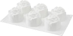 Pastry Tek 6 Cavities Rose Baking Molds, 10 Oven-Ready 3D Rose Molds - Flexible, Freezable, White Silicone Chocolate Molds, Easy Release, For Making Candies or Chocolates - Restaurantware