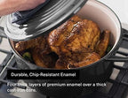 Misen 7 QT Enameled Cast Iron Dutch Oven - Chip-Resistant Enamel Coating - Thick Iron Core For Heat Retention - Large Cooking Surface - Oven Safe, Induction Compatible - Traditional Lid, Black