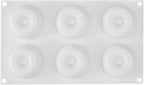 Pastry Tek 6 Cavities Donut Pan, 1 Ridge Design Donut Mold - Oven-Ready, Flexible, White Silicone Bagel Pan, Freezable, Easy Release - Restaurantware