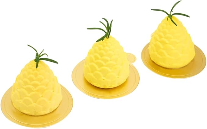Pastry Tek 8 Cavities Pineapple Mold, 1 Oven-Ready Pineapple Jello Mold - Flexible, Freezable, White Silicone Tropical Fondant Mold, Easy Release, For Baking - Restaurantware