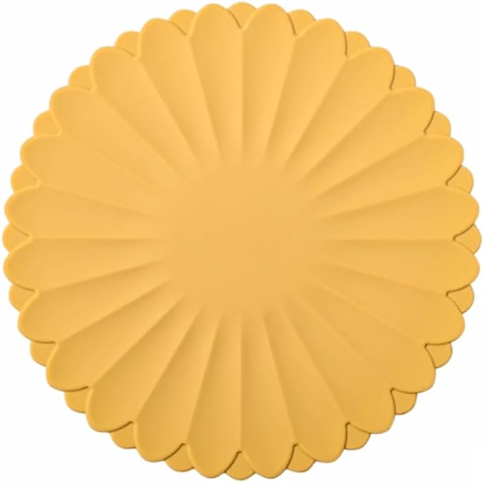 Heat-Resistant Silicone Trivet Mats, Non-Slip Hot Plate Holder for Kitchen Countertops & Dining Table, Reusable Pot Holder Pad with Secure Grip, Dishwasher Safe (Yellow, Diameter: 18cm/7.09")
