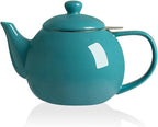 Sweejar Porcelain Teapot with Removable Stainless Steel Infuser,Microwave & Dishwasher Safe Tea Pots for Loose Tea,Tea Infuser Pots for Chrismas Women Gift (30oz Blue)