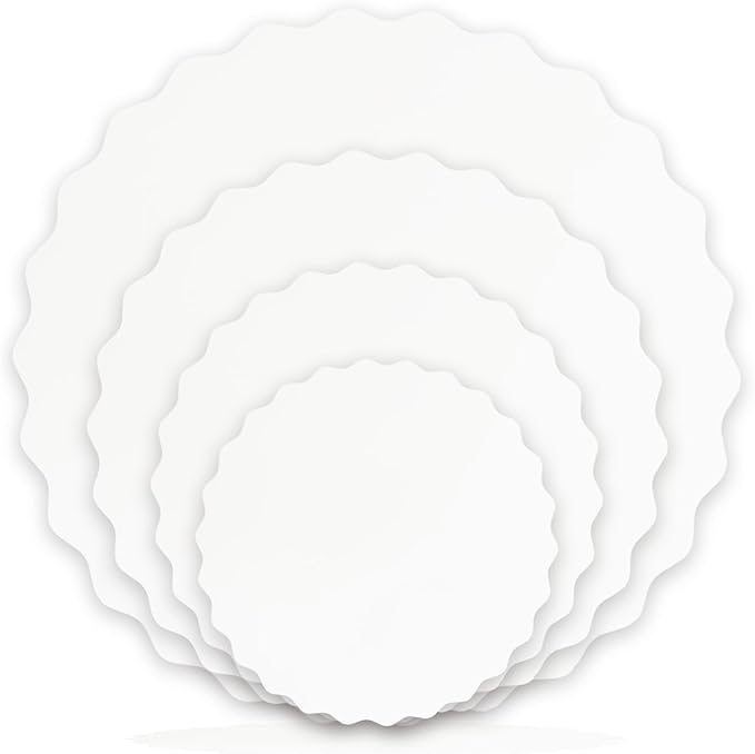 qiqee 12 Inch White Wave Cake Boards Round 15-Packs Circles Rounds Base Food-Grade Cardboard Wave Cake Plate（Thinner But Stronger）