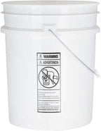 House Naturals 5 Gallon Premium HPDE Plastic Bucket - Made in USA Food Grade Storage Container, BPA Free All Purpose Pail (5, White)