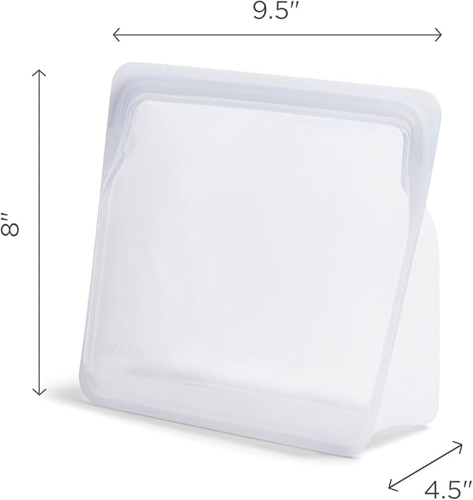 Stasher Premium Silicone Reusable Food Storage Stand-Up Bag Mega, Clear, Microwave, Sous Vide, Dishwasher, Oven and Freezer Safe, BPA Free, Leak-free, Eco-friendly, 104 Oz