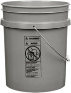 House Naturals 5 Gallon Premium HPDE Plastic Bucket - Made in USA Food Grade Storage Container, BPA Free All Purpose Pail (4, Gray)