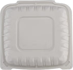 TIYA Clamshell Food Containers - White Bulk 150 Pack, 8x8 in - BPA-Free Plastic To-Go Containers - Microwavable, Hinged, Tall Reusable Clamshells - Great for Meal Prep
