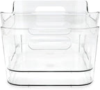 Isaac Jacobs 2-Pack Small Clear Storage Bins (9.4” x 6.7” x 4.1”) w/Handles, Plastic Box Set, Home, Office, Fridge, Freezer, Kitchen, Pantry Organization Container, BPA-Free/Food Safe (Small, 2-Pack)