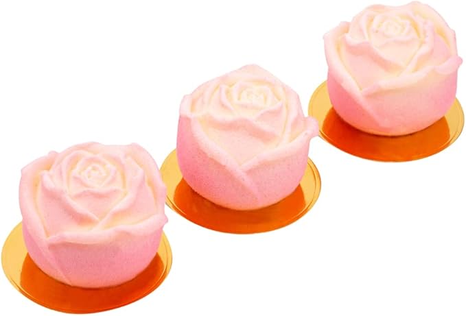 Pastry Tek 6 Cavities Rose Baking Molds, 10 Oven-Ready 3D Rose Molds - Flexible, Freezable, White Silicone Chocolate Molds, Easy Release, For Making Candies or Chocolates - Restaurantware