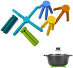 3/Pack Foldable Trivets Silicone, FENGCHEN Folding Trivets, Non-Slip Collapsible Cross Compact Design Expandable Silicone Pot Holder, Blue