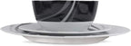 Amazon Basics Dinnerware Set, Microwave and Dishwasher Safe, Service for 6, 18-Piece Complete Kitchen, Plates, Dishes, Bowls, Swirl