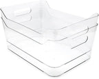 Isaac Jacobs 2-Pack Large Clear Storage Bins (13.5” x 10” x 6”) w/Handles, Plastic Box Set, Home, Office, Fridge, Freezer, Kitchen, Pantry Organization Container, BPA-Free/Food Safe (Large, 2 Pack)