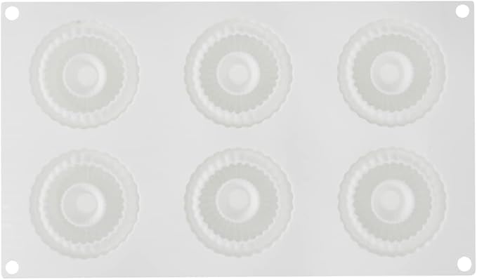 Pastry Tek 6 Cavities Donut Pans, 10 Ridge Design Donut Molds - Oven-Ready, Flexible, White Silicone Bagel Pans, Freezable, Easy Release - Restaurantware