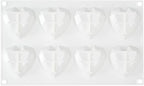Pastry Tek 8 Cavities Diamond Heart Molds, 10 Oven-Ready Geometric Heart Molds - Flexible, Freezable, White Silicone Heart Baking Molds, Easy Release, For Baking - Restaurantware