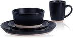 Stone Lain Jules Modern Stoneware 32-Piece Round Black Dinnerware Set, Plates and Bowls Sets, Dish Set for 8, Black
