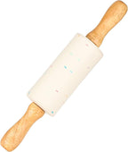 Mini Silicone Rolling Pin for Kids, Non-stick Surface Wood Handle, 9 Inch 1 Pack White Candy Granules