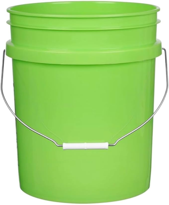 House Naturals 5 Gallon Premium HPDE Plastic Bucket - Made in USA Food Grade Storage Container, BPA Free All Purpose Pail (4, Lime)