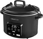 Gourmiia 4.5 Qt Programmable Slow Cooker with 5 Presets, Slow Cook, Digital Timer, Keep Warm Function, Nonstick Interior, Dishwasher Safe, Black