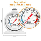 in Oven Thermometer for Grill Smoker BBQ 50-300°C/100-600°F, Instant Read Precision Stainless Steel Electric/Gas Oven Thermometers, Analog Thermometer Gauge for Kitchen Cooking Baking