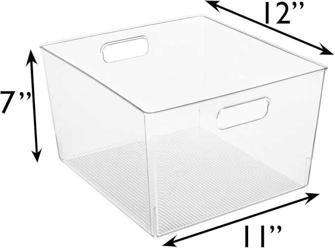 ClearSpace XL Clear Plastic Storage Bins - 2 Pack for Kitchen Cabinet and Fridge Organization
