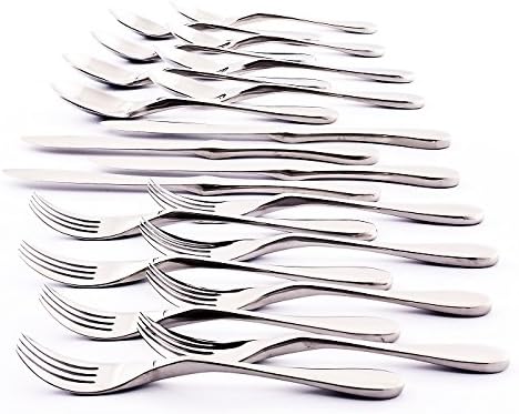 KNORK's Original Flatware Set - 45 Piece Glossy Silverware Set with Knork Forks - Durable and Stylish Knork Flatware Set for Everyday Use, Service for 8