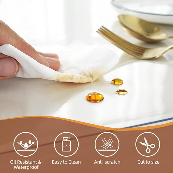 Warmstar Clear Table Cover Protector 40 x 120 Inch,1.5mm Thick Plastic Table Cover Rectangle,PVC Clear Table Protector,Desk Protector Mat for Kitchen, Dresser, Writing Desk，Dining Room Table