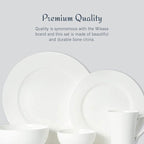 Mikasa Delray 40-Piece White Dinnerware Set, Service for 8, Durable Porcelain Plates, Bowls, and Mugs, Dishwasher and Microwave Safe
