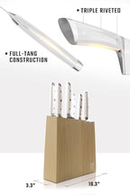 DALSTRONG Knife Set Block - 8 Piece - Gladiator Series - German High Carbon Steel Kitchen Set - Premium Food-Grade White ABS Polymer Handles - NSF Certified