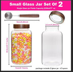 Glass Coffee Jars Spice Jar Round Storage Canister with Wooden Lid Clear Glass Food Jar for Pantry Sugar Tea Coffee Bean Spice Nuts Cookies Bath Salts (2300ml/77oz-2PACK(with spoon)