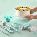 Cake Decorating Turntable,Cake Decorating Supplies With Decorating Comb/Icing Smoother(3pcs),2 Icing Spatula With Sided & Angled … (Green/6pcs)