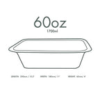 Vegware Compostable 60oz Large Molded Fiber To Go Containers, Case of 600, Nourish, No-Added PFAS, Reuseable, Bagasse, Meal Prep Food Storage, Suitable for Hot or Cold, Choice of Size 5 Lids & bases