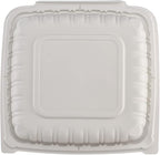 TIYA Clamshell Food Containers - White Bulk 150 Pack, 9x9 in - BPA-Free Plastic To-Go Containers - Microwavable, Hinged, Tall Reusable Clamshells - Great for Meal Prep